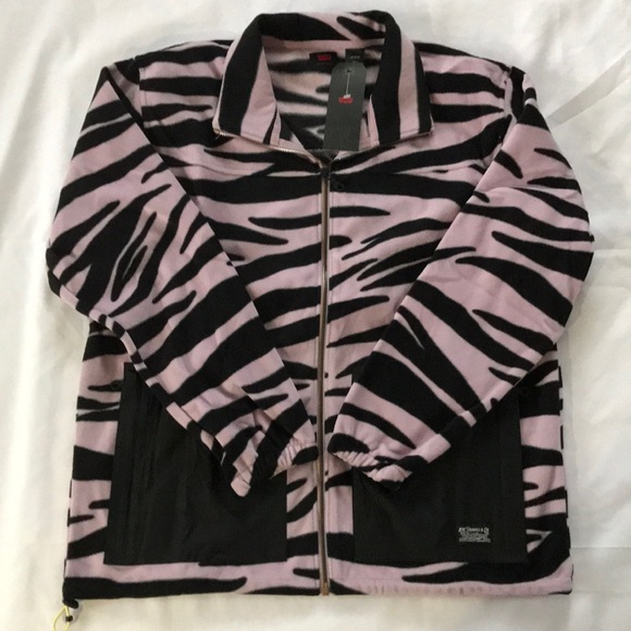 Levi's Skateboarding Mock Neck Zip Fleece Zebra Animal Print Lavendar Size M NWT - Picture 5 of 13